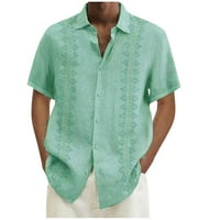 Ханас модна мъжка върхове Мъжки ежедневни лапеви плажни ваканционни ваканционни носени модни риза Хавайска риза с къси ръкави Зелена xxxxl