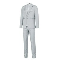 Smihono Men's Trendy Suit Jacket + костюм панталони две части комплект абитуриентски бал сватба с дълъг ръкав смокинг тънки фит